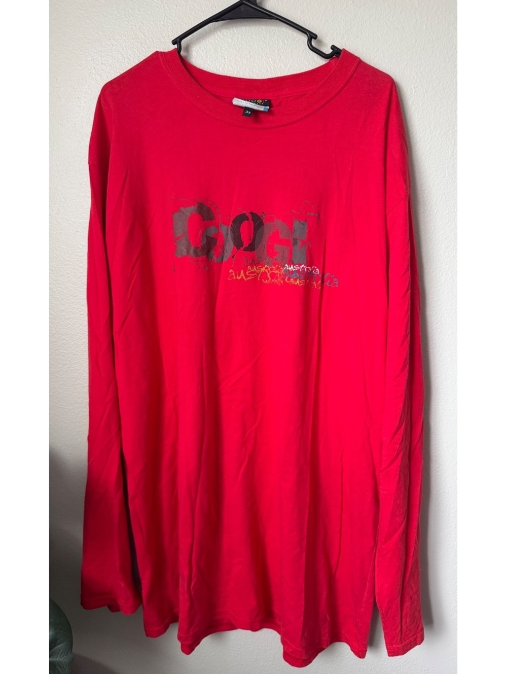 VTG Y2K Coogi Australia Basics Men's Long Sleeve Red T-Shirt Size 3X Streetwear